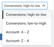 Options for sorting conversions