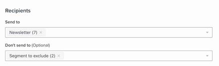 On the campaigns page, the segment from the section above is excluded