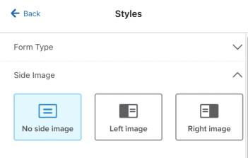 The Side Image option in the Styles tab of the form editor where you can choose no image, left image, or right image.