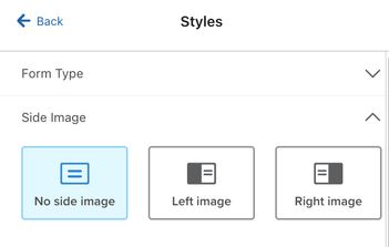 The Side Image option in the Styles tab of the form editor where you can choose no image, left image, or right image.