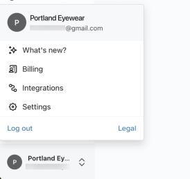 The organization name selected from the bottom left corner of Klaviyo and showing Billing being clicked on from the list of navigation options.