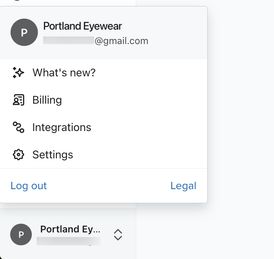 The organization name selected from the bottom left corner of Klaviyo and showing Billing being clicked on from the list of navigation options.