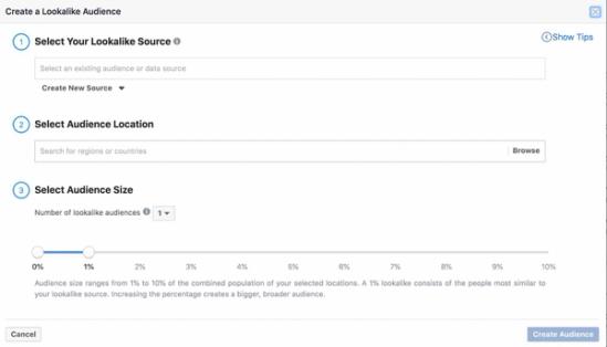 Create a lookalike audience page in Facebook