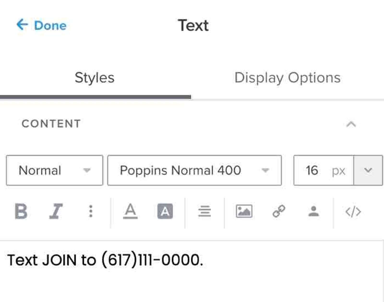 A click-to-text banner followed by disclosure language