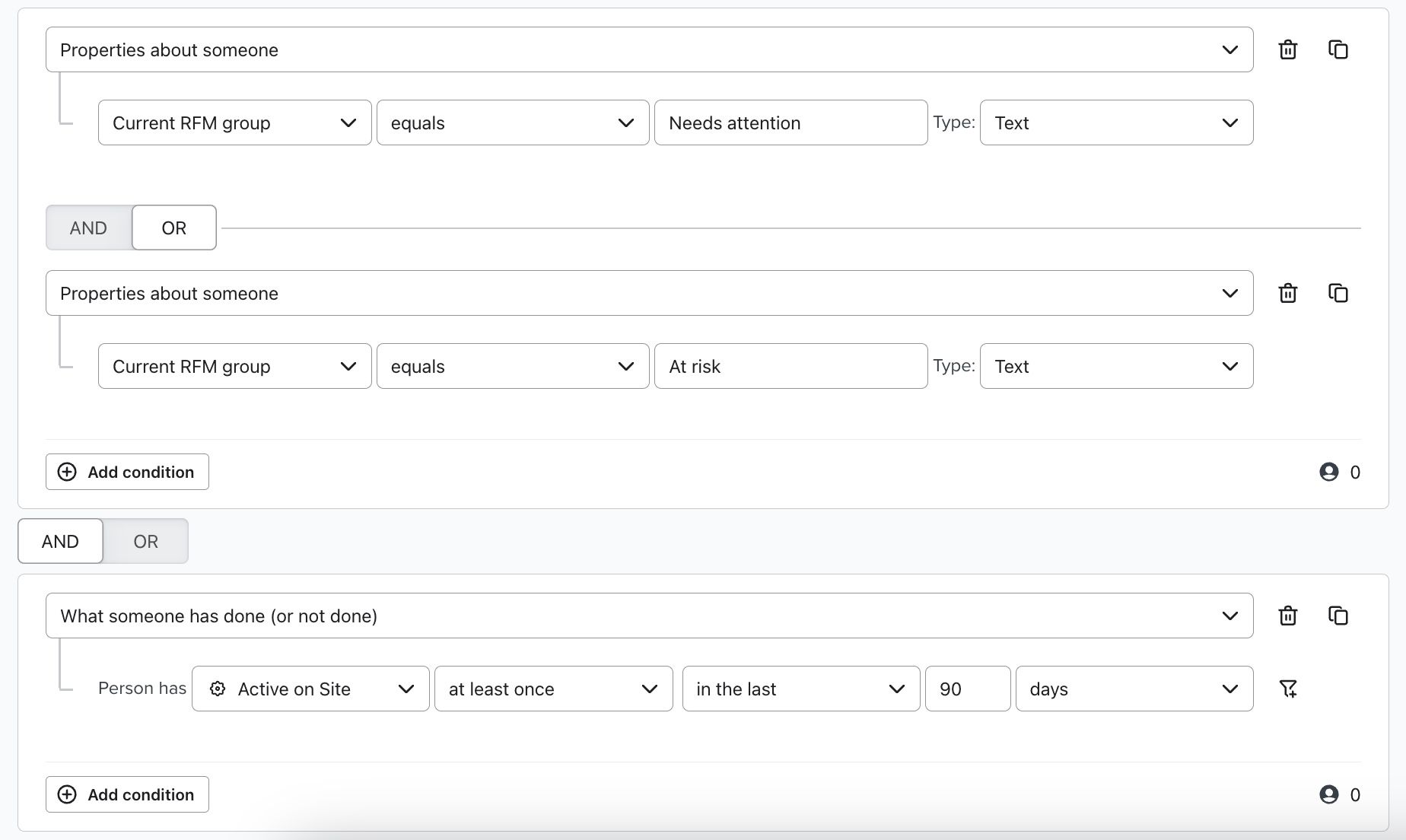 Segment of Inactive or At risk profiles that have recently browsed your site
