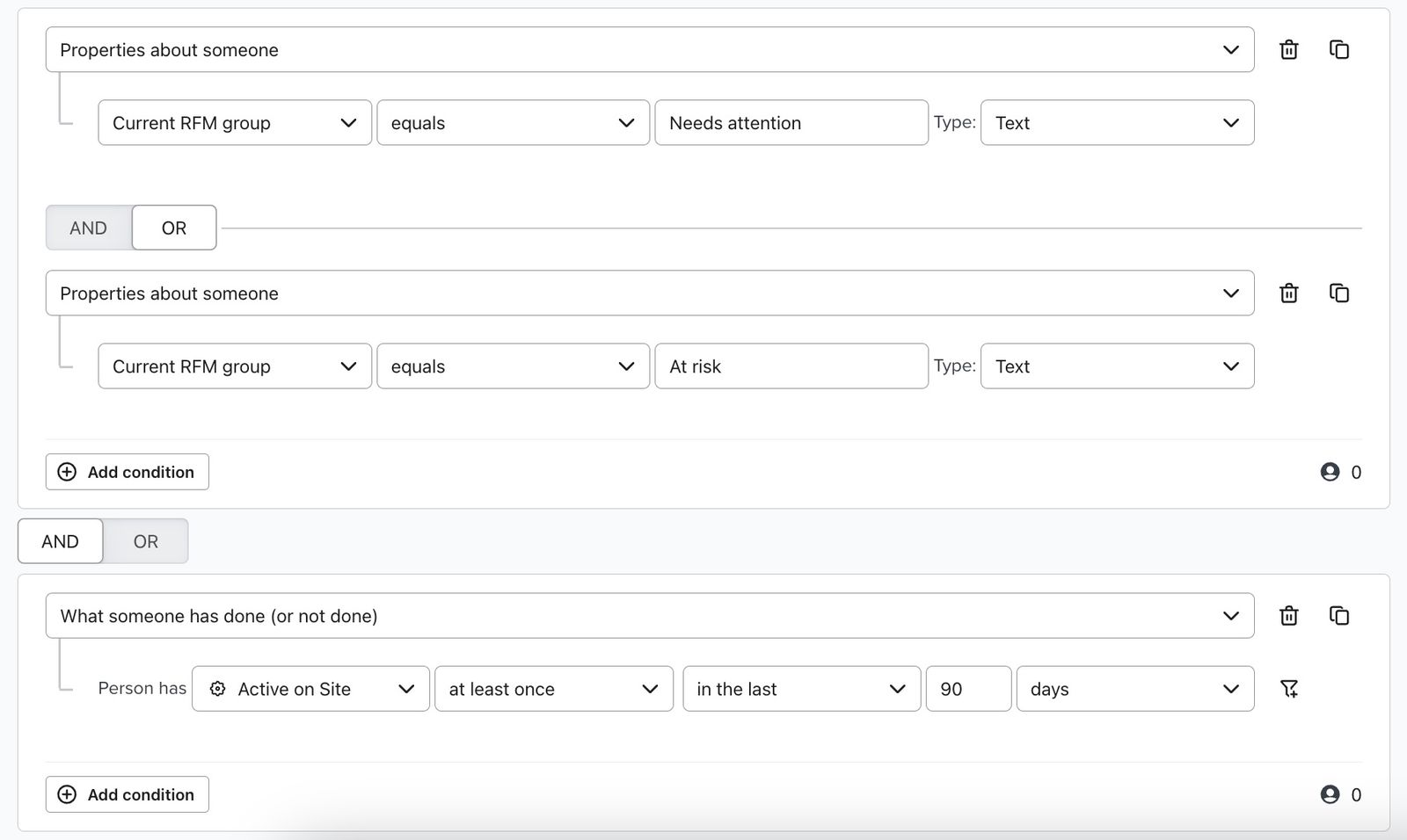 Segment of Inactive or At risk profiles that have recently browsed your site
