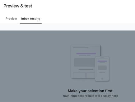 Inbox testing tab in Klaviyo.