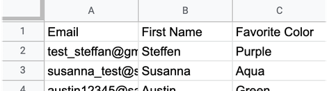 A sample CSV file ready for upload