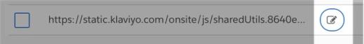 A highligted view of the pencil editing icon to the right of your website URL