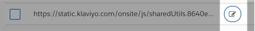 A highligted view of the pencil editing icon to the right of your website URL