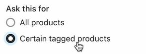 Specify products related to a question