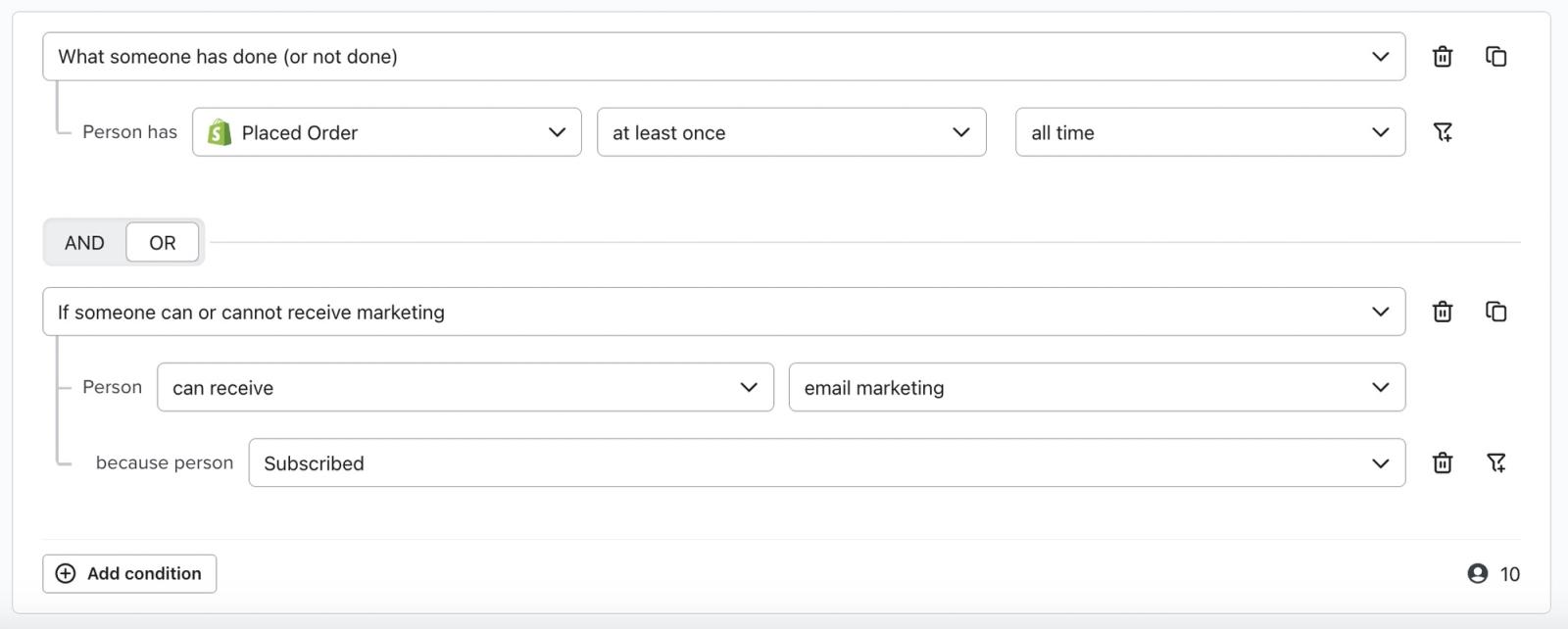 Example of OR being used in a segment