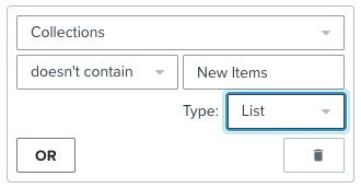 Filter type set to List.