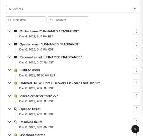 Activity log on a profile