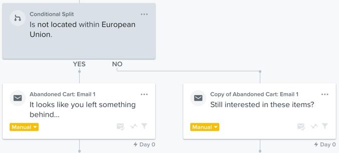 Conditional split in a flow based on location