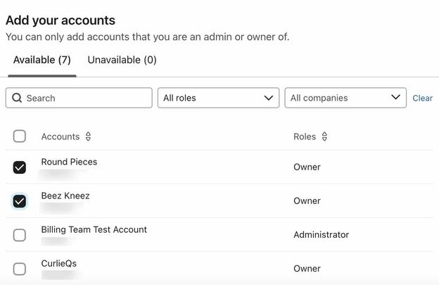 Adding accounts to a portfolio