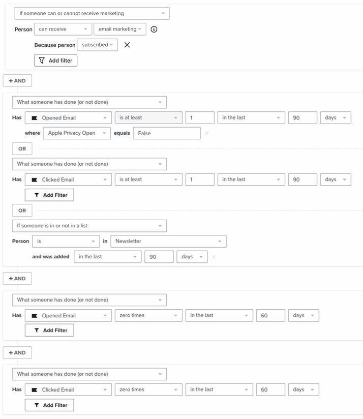 The track C segment definition for a daily sender