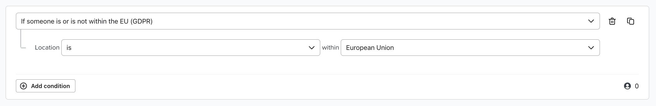 Segment condition for profiles in the EU