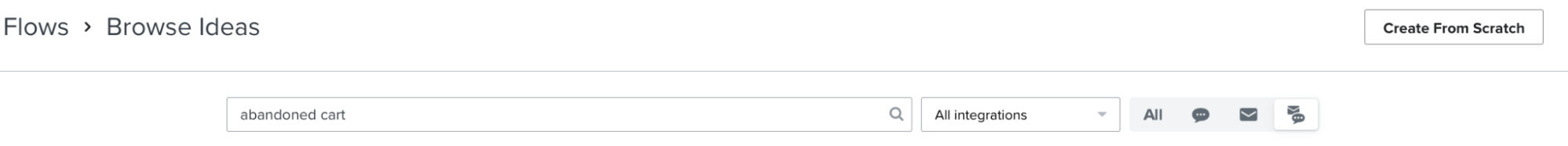 Searching for an abandoned cart template with both email          and SMS