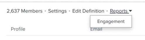 Reports drodown withe engagement report option shown