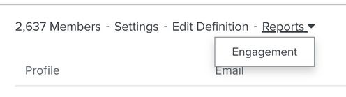 Reports drodown withe engagement report option shown