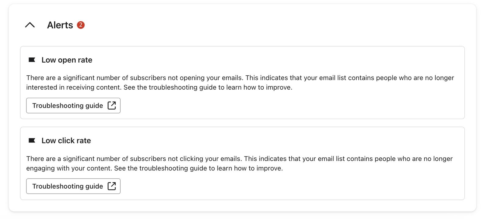 Deliverability alerts in Klaviyo