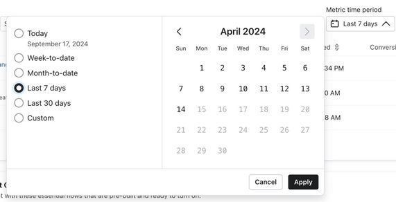 La opción de marco temporal dentro de las opciones de filtro.