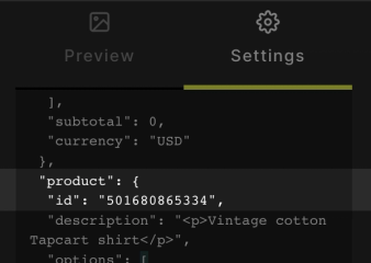 The product ID variable within the code