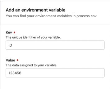 Key-value pairs set for environment variable 