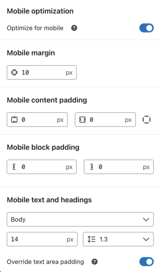 Mobile settings