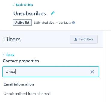 Contact properties search bar with Unsu in search