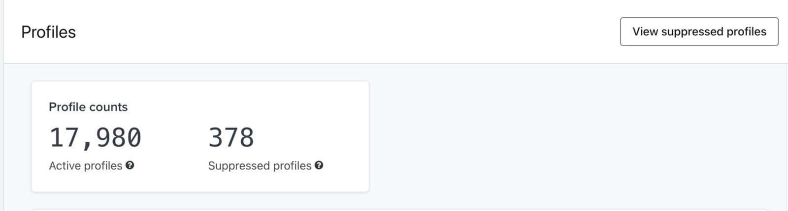 Profile page header with profile count and view suppressed profiles button