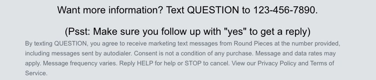 Disclosure language for collecting SMS consent