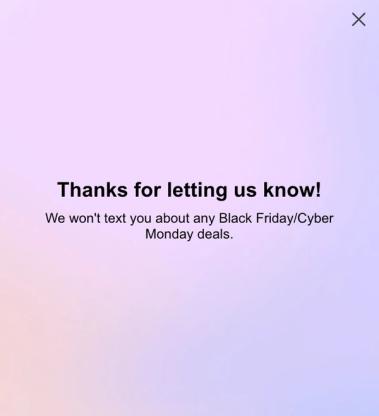 Example of a success page to confirm users paused after they click the button