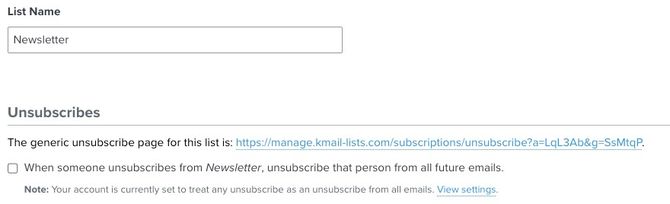 Global unsubscribe setting for a list in Klaviyo