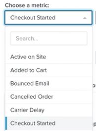 Metric dropdown with Checkout Started metric chosen from list