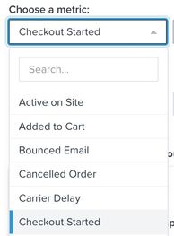 Metric dropdown with Checkout Started metric chosen from list