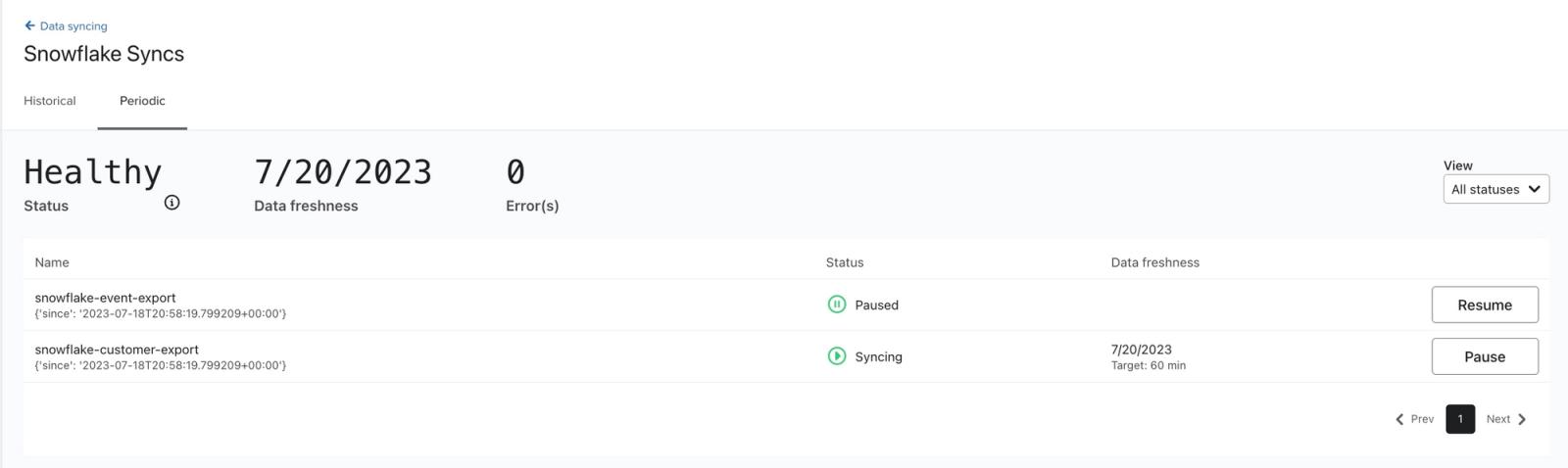 Sync interface after connecting warehouse