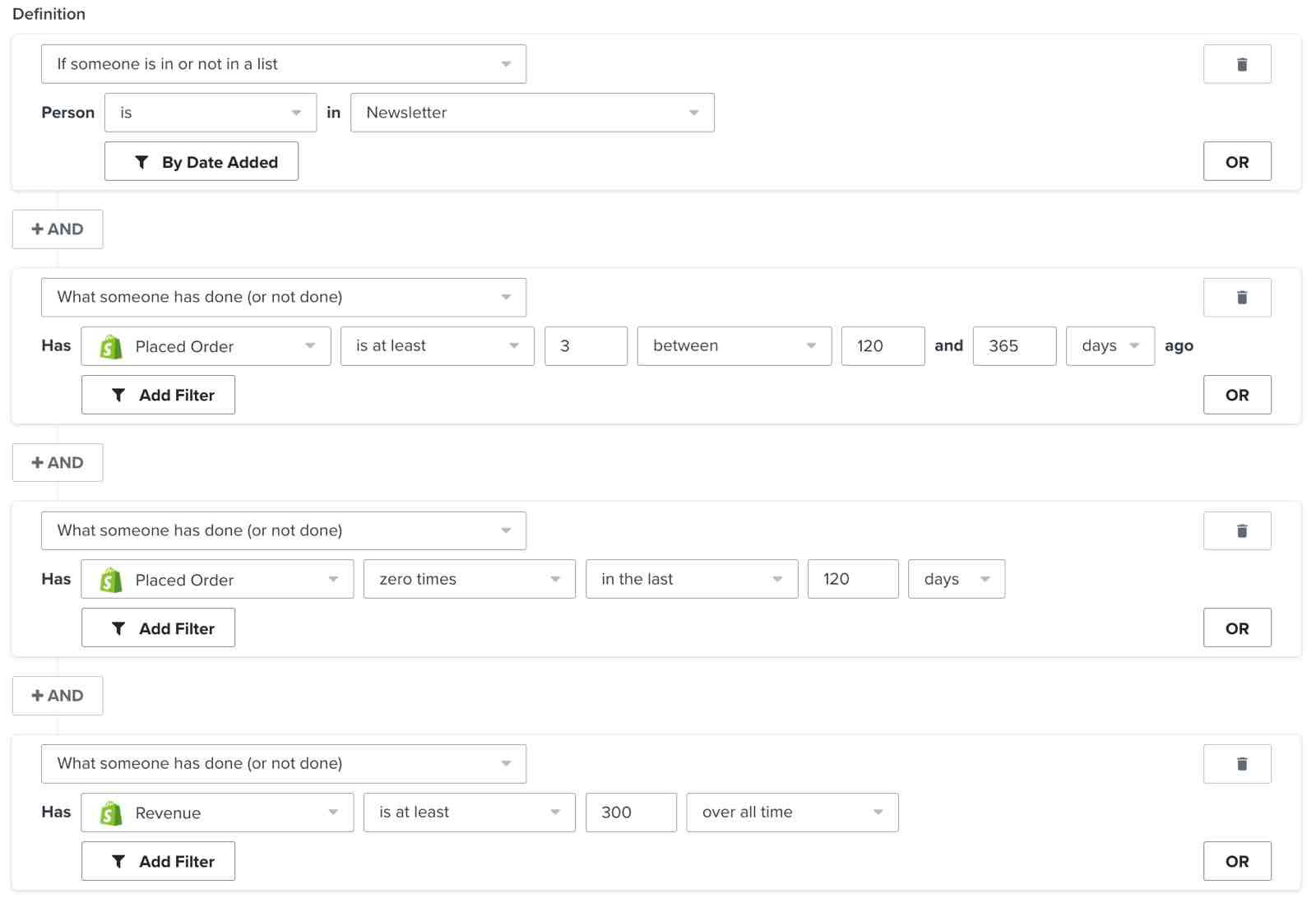 A segment of customers who have made a few larger purchases, but haven't bought anything in a while