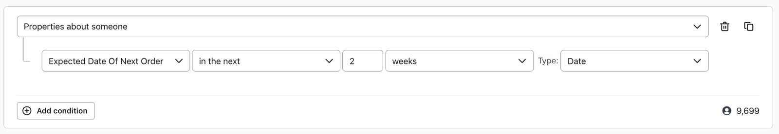 Expected date of next order segment