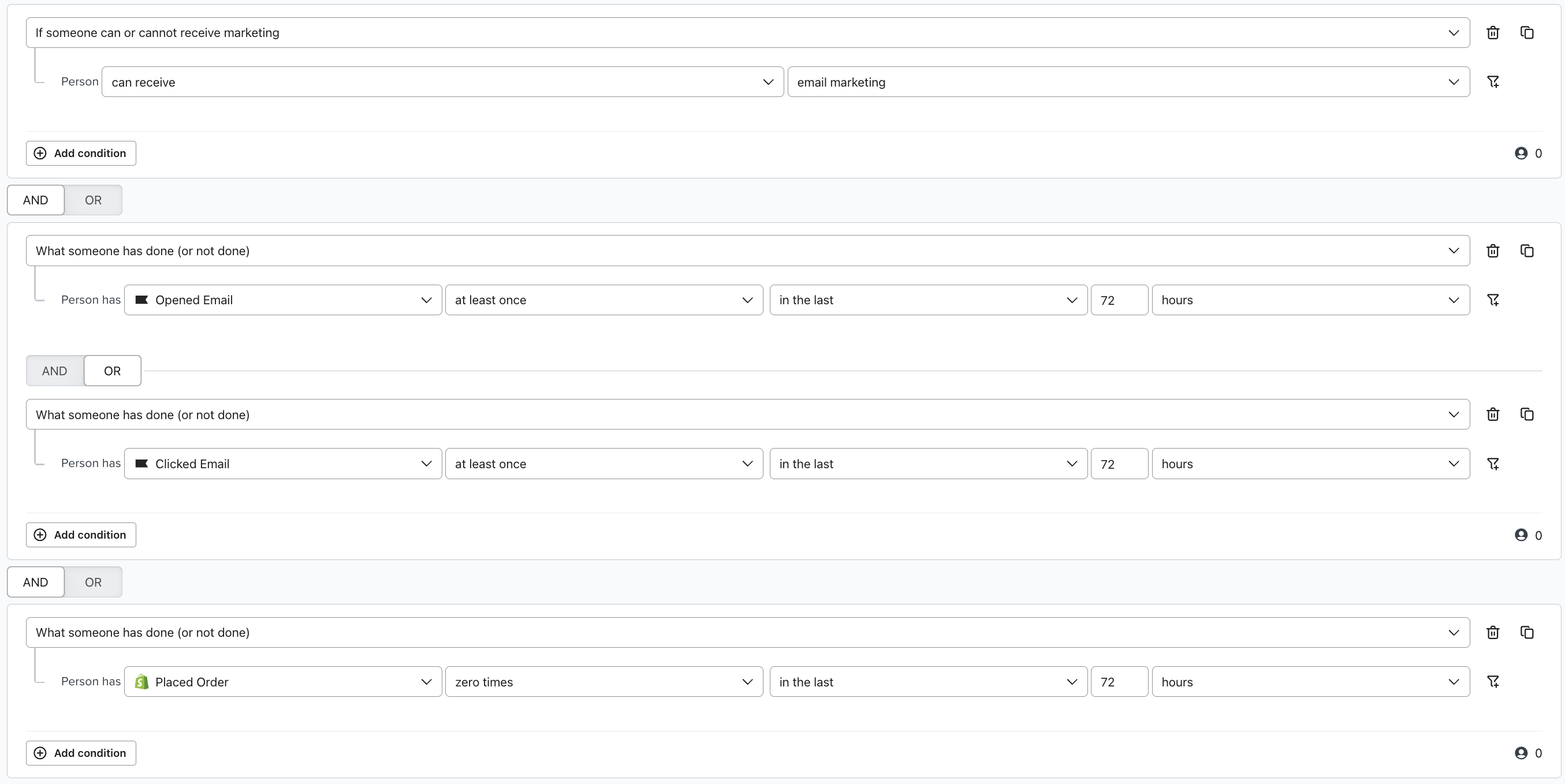 Email espresso shot segment