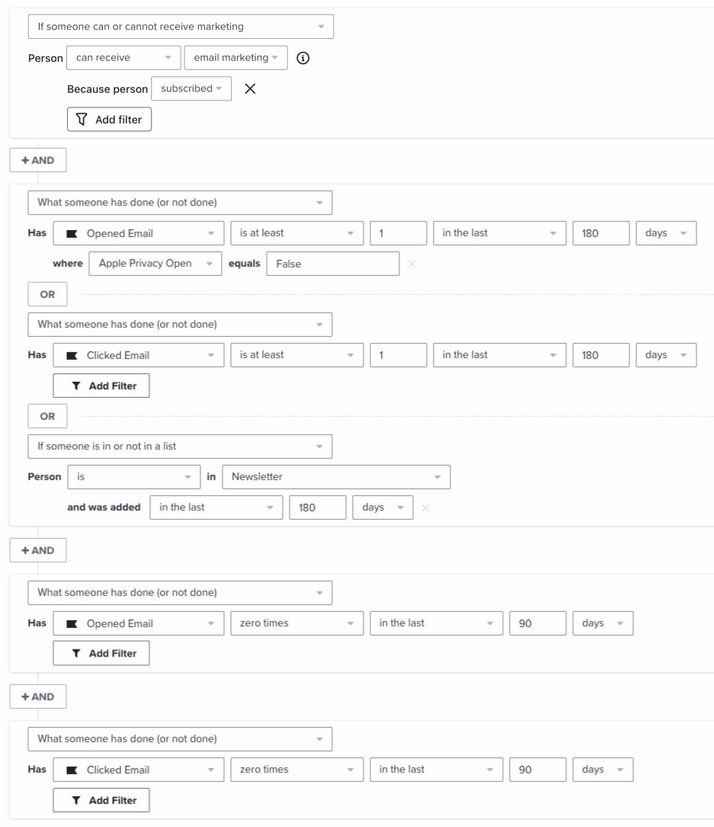 The track D segment definition for a daily sender
