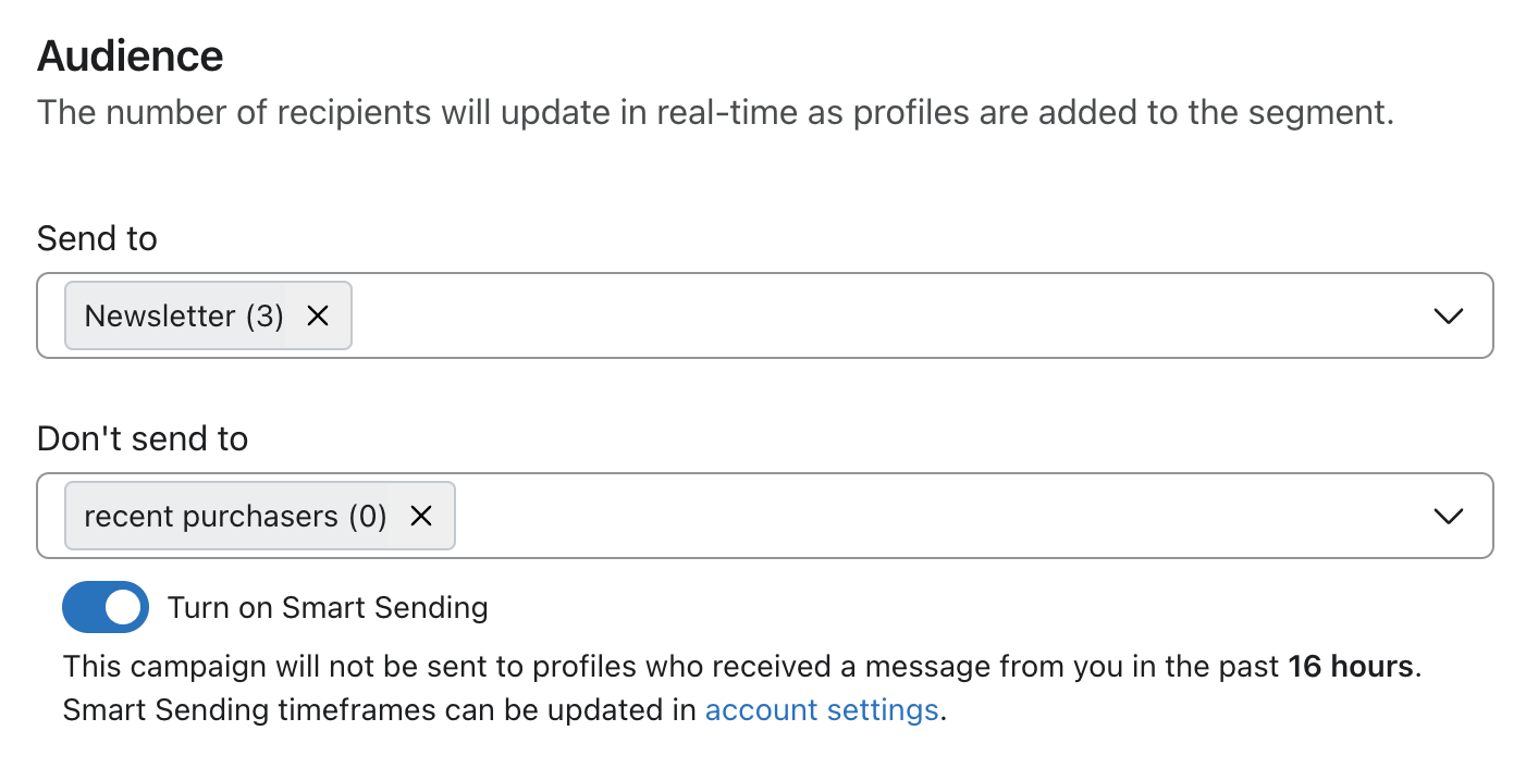 Excluding a list or segment from a campaign