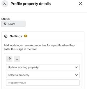 Profile property dropdown with Add step button below