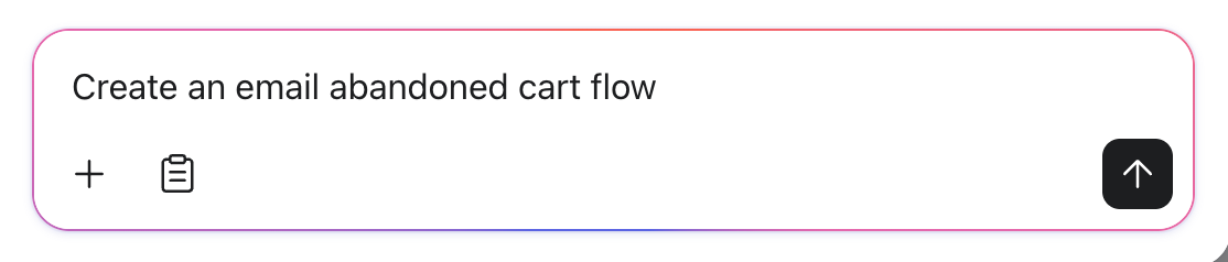 Composer chat panel with a campaign prompt typed in the message box, ready to send.