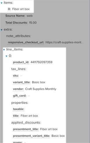 Two item subsections in event data
