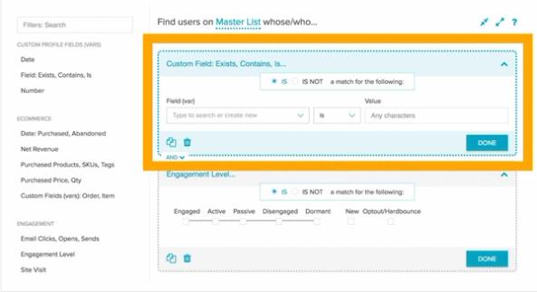 Custom field definition outlined in orange