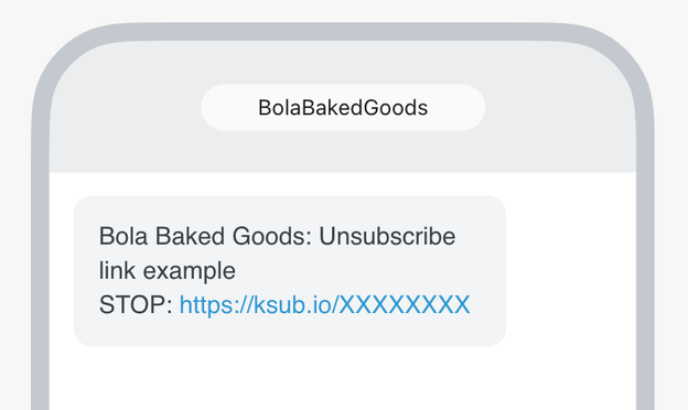 Example of a text with an unsubscribe link