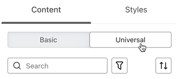 The Universal option in the template editor sidebar