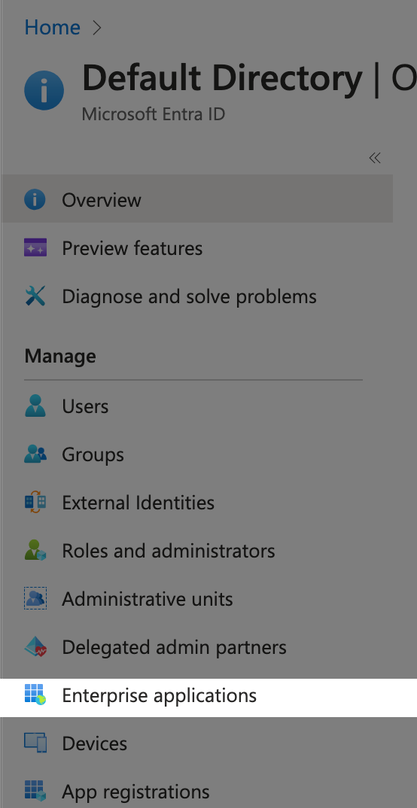 The Enterprise applications option in the left sidebar